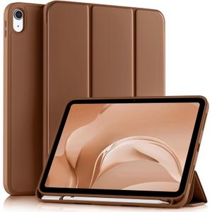 Akkerds Compatible with iPad (A16) 11th Generation Case 11 Inch 2025, for iPad 10th Generation Case 10.9 Inch 2022 with Pencil Holder, Slim Trifold Stand Protective Cover with Soft TPU Back, Brown