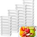 Bokon 60 Pcs Plastic Meal Prep Container with Lid Disposable Clear Lunch Containers Stackable Food Storage Container Box Spill Proof for Salad Snack Microwave Dishwasher Freezer Safe (25 oz)