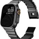 Magnetic Titanium Band Compatible with Apple Watch Ultra 3/2/1 Band 49mm Series 11 10 46mm 45mm 44mm 42mm SE 3/2/1 9 8 7 6 5 4,Luxury Silicone Dual-Layer Link For iwatch Men Women (Black)