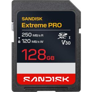 SANDISK 128GB Extreme PRO SD UHS-I Card - Up to 250MB/s Read Speed and 120MB/s Write Speed, 4K UHD, Full HD, U3, and V30 - SDSDXXJ-128G-GSCIN