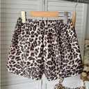 Girl's Leopard Print Casual Shorts Y2K Letter Patched Elastic Waist Summer Mini Shorts (Coffee Brown)