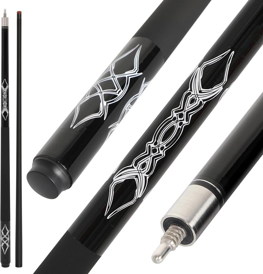 Dysdensa 20oz 58inch Fiberglass Graphite Composite Billiard Pool Cue Sticks Bla