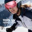 Lamicall Ski Goggles with Ultra HD Lens - 100% UV Protection, 3X Anti-Fog & OTG Design, for Men & Women, Gifts for Skiing, Snowboarding, Snowmobile, White Pink