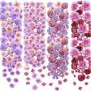 Geosar 120 Pcs Small Flowers for Crafts Spring Mini Faux Flowers Artificial Silk Fabric Floral Daisy Peony Floral Decorations DIY Wreath Accessories for Wedding Home Decor(Purple,Coquette Style)