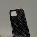 Trendy Cute Hybrid 2 Layer Navy Blue Polka Dot Phone Case for iPhone 12/12 Pro,Navy
