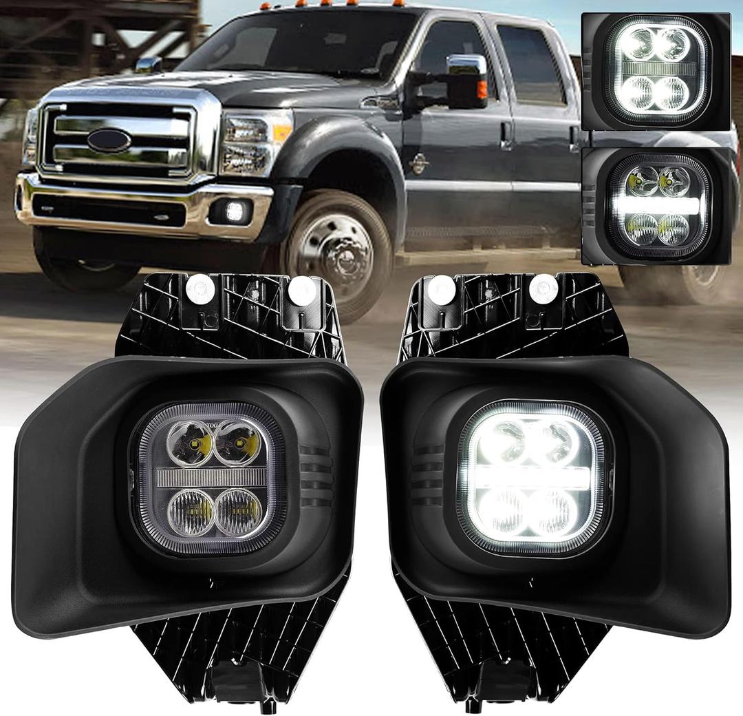 LED Fog Lights with Daytime Running Lights for Ford 2011 2012 2013 2014 2015 2016 F250 F350 F450 F550 Fog Light Assembly OEM Bumper Driving Fog Lamp Upgrade for Ford F250 11-16