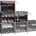 UNKU Shoe Rack, 6 Tier Shoe Storage Cabinet 24 Pair Plastic Shoe Shelves Organizer for Closet Bedroom Entryway Black