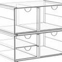 Arcylic Makeup Organzier with 5 Drawers, Clear Stackable Storage Drawers, Bathroom Countert Organizer,Plastic Storage Bins For Vanity, Cabinets, Pantry, Home Organization and Storage