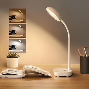 Small Battery Powered Desk Lamp,Wireless Portable Reading & Office Lamp,400LM Rechargeable LED Light,3 Colors (White/Warm White/Warm),360Gooseneck Hose,Adjustable brightness,20 LED for Bedroom & Desk (1 Pack)