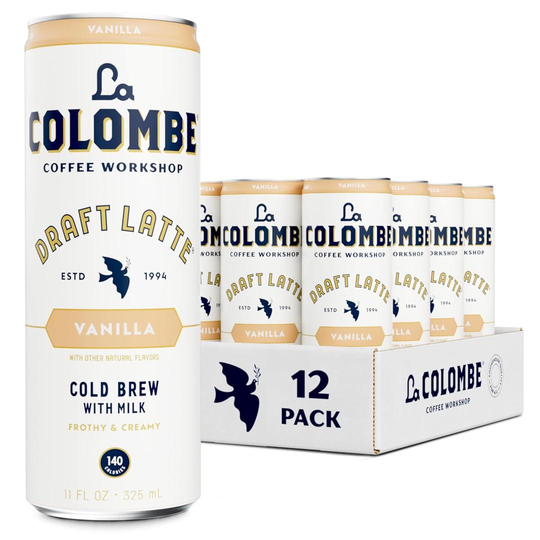 La Colombe Coffee, Vanilla Draft Latte, 11 fl oz Cans (Pack of 12), Coffeehouse Quality Cold Brew, Specialty Grade Coffee Beans, Ready-to-Drink On-the-Go