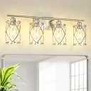 Osimir 4-Light Brushed Nickel Bathroom Light Fixtures, 29 Inch Modern Bathroom Vanity Lighting Fixtures Over Mirror with Clear Glass and Metal Cage Wall Sconce Lights for Bath, E26, CH9176BN-4W