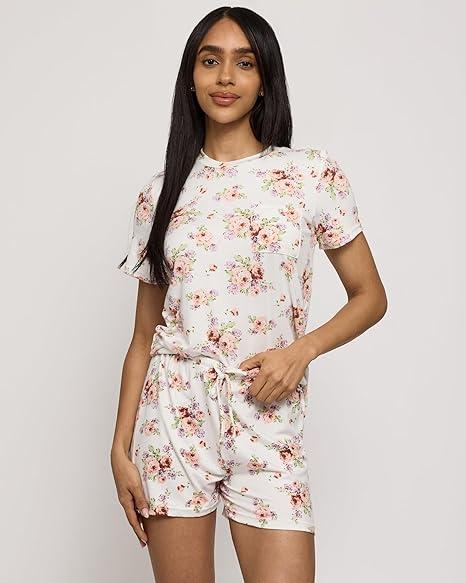 Real Essentials Women’s Short Sleeve Pajama Short Set - Comfy Lightweight Soft Lounge Sleepwear, Size: 2XL