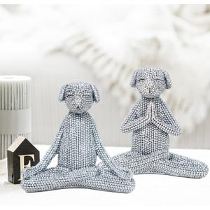 2PC Dogs Modern Home Decor Animal Statues Room Decor Aesthetic for Desk,Coffee Table,Shelf(Silver)