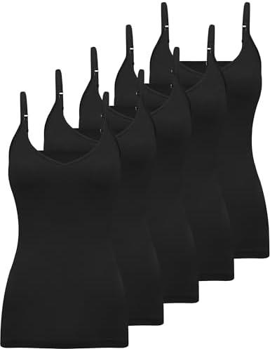 BQTQ 4  Pcs V Neck Camisole Tops for Women Spaghetti Strap Tank Top Womens Camisole Undershirt Slim Fitted Camisoles