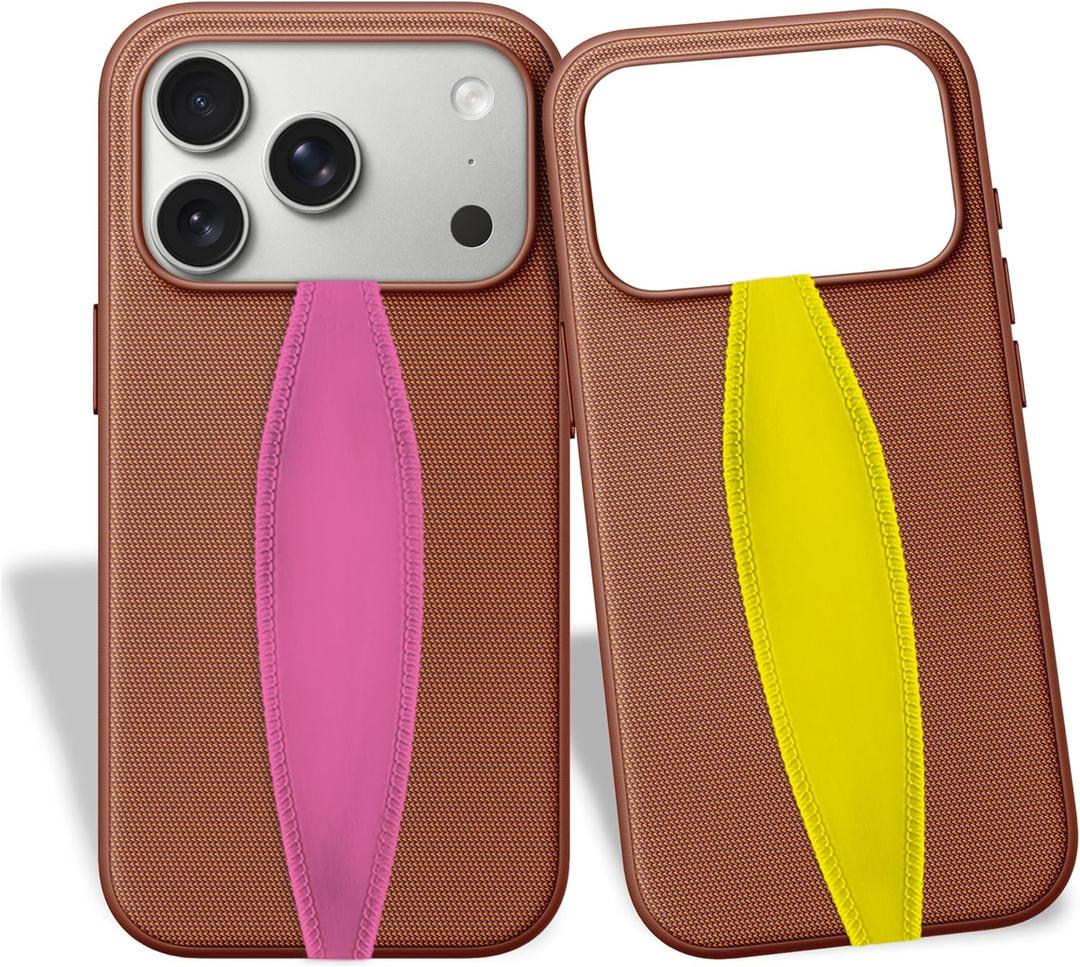 Switchbands Universal Phone Grip Strap  Reversible, Slim & Anti-Slip Finger Holder for iPhone, Samsung & Android  Adjustable Cell Phone Grip, Wireless Charging - Pink & Yellow (Pack of 1)