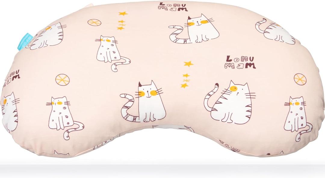 BYRIVER Kids Bed Pillow with Pillowcase for Home and Daycare, Playful Pink Kitten Child's Pillow for Sleeping (Kitty)
