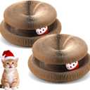 VOXGET 2 Pack Cat Scratcher Toys with Balls Bells, Magic Organ Foldable Cat Scratching Board for Kitten, Interactive Toys for Indoor Outdoor Exercise Anxiety Relief, Auburn (One Size-2P)