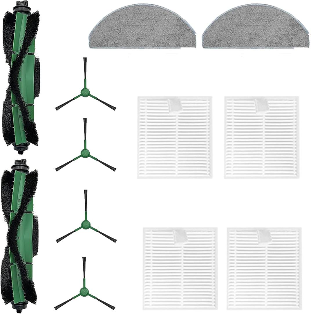 12 Pack Accessories Kit Compatible with iRobot Roomba Essential 100 Series 104 105 Combo Y0140 Y0110 Q011 Q0120 Q0520 Vacuum,1 Roller Brush 4 Side Brushes4 Filters & 2 Mopping Pads Replacement Parts