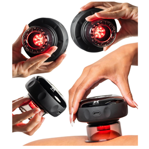 REVO The Original 4-in-1 Smart Cupping Therapy Massager, Red Light Therapy for Targeted Pain Relief, Knots, Aches, Muscle Soreness, Circulation & Tighter Skin, Portable Cupping Kit (Four Pack)