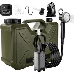 Portable Camping Shower with 5 Gallon Water Jug, 8000mAh Electric Portable Shower Pump, Filtered Showerhead, BPA Free Water Container, Camp Shower Kit for Outdoor Hiking, Travel, Car, Pet Bath