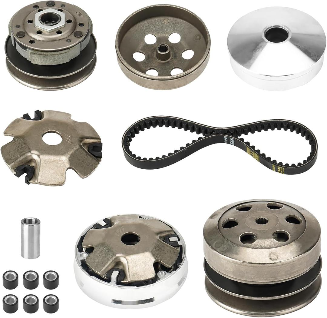 Fit for Gy6 50cc Clutch Assembly Kit, Racing Scooter Variator for Gy6 50cc 4-Stroke 139QMB Engine Scooter ATV, Including Front Clutch Variator and Centrifugal Clutch Pad Assembly with 669 belt