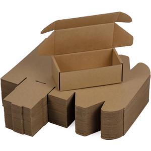 50 Pack 6.5x3.2x2.2 Inches Small Shipping Boxes, Brown Corrugated Cardboard Boxes, Moving Mailing Packing Box