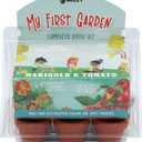 BUZZY Seeds Mini Greenhouse 6Pot Flower and Vegetable Seed Starter Kit for Kids and Adults | Organic Cherry Tomato and Marigold Seeds | Grow Indoor Gardening | Kids Gardening, Terracota