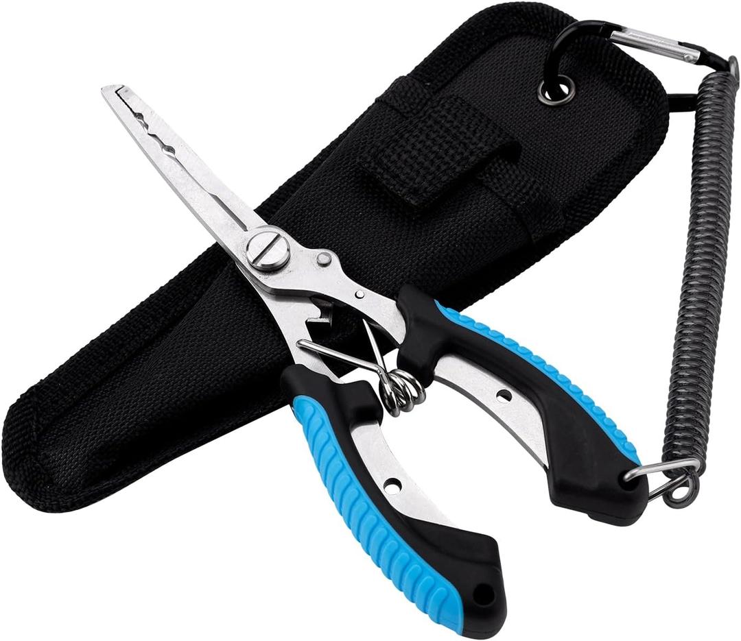 BOXOB Fishing Pliers, Metal Fishing Pliers Saltwater Fishing Pliers Hook Remover Needle Nose Pliers Fishing Multifunctional Tool Accessories Fishing Gear and Gifts for Men