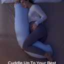 Momcozy Pregnancy Pillows for Side Sleeping, J Shaped Maternity Body Pillow for Pregnancy, Soft Pregnancy Pillow for Head Neck Belly Support, Blue