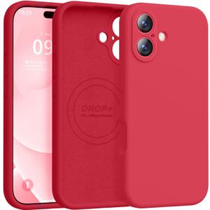 Ktele Magnetic for iPhone 17 Case [Compatible with Magsafe] [Premium Silicone Satin-Smooth Touch] Slim Shockproof Anti-Scratch Microfiber Lining Case, 6.3 inch, Red