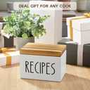 Recipe Box, Wood Recipe Card Box Set, Recipe Box with 100 Cards and 6 Dividers,4x6 Recipe Organizer, Recipe Card Holder, White