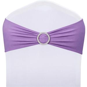 LEBENGURU Purple Stretch Chair Sashes 50pcs with Buckle Slider
