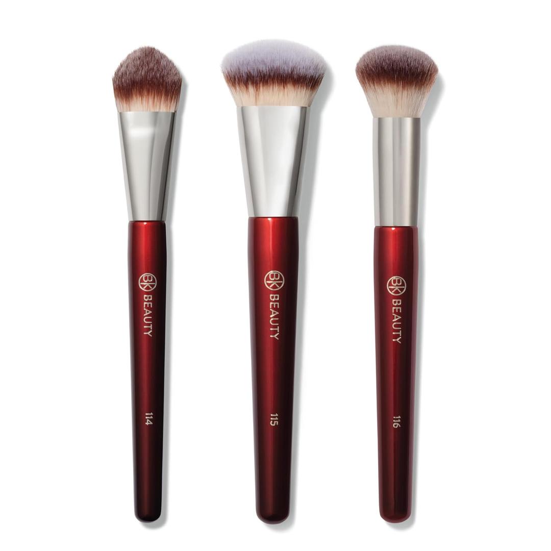 BK Beauty Core Complexion Trio Makeup Brushes Set (3PC) – Foundation, Concealer, and Blending Brushes for Liquid, Cream & Powder – Vegan, Cruelty-Free, Ultra-Soft Face Makeup Brushes