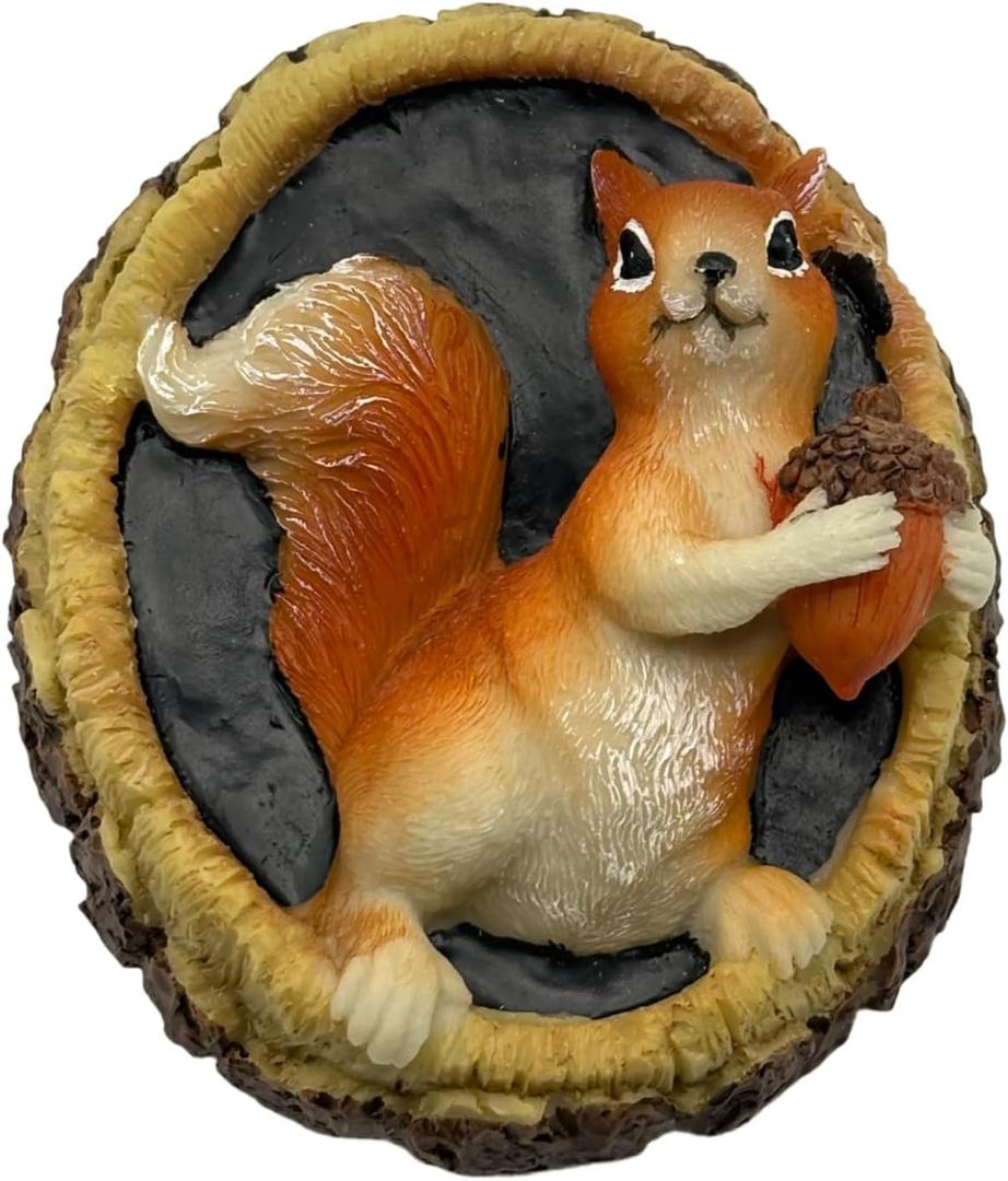 Resin Squirrel Wall Sculpture, Tree Stump Statue Outdoor Garden Decor