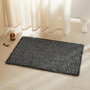 Black and White Bathroom Rugs, Waffle Bath Mat Non Slip Washable Super Absorbent Quick Dry Boho Farmhouse Bathroom Decor, 36"x24" Black and White