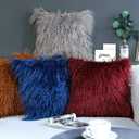 Kevin Textile Set of 2 Decorative New Luxury Series Merino Style Navy Blue Fur Fuzzy Throw Pillow Case Cushion Cover Pillow Cover for Bed, 20"x 20"(50x50cm), Navy Blue