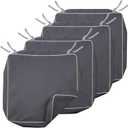 Porch Shield Outdoor Cushion Slipcovers Patio Chair Seat Cushion Covers Set 4 Waterproof Fade Resistant 21 x 21 x 4 inch, Dark Grey