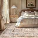 jinchan Area Rug 6x9 Washable Rug, Vintage Floral Living Room Carpet Non Slip Home Decor Rugs, Low-Pile Carpet for Bathroom Entrance Bedroom Office Farmhouse and Dining Table (Dusty Pink)