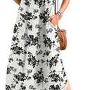 WNEEDU Summer Dresses for Women 2025 Maxi Dresses Casual Collared V-Neck Sleeveless Sundresses Split Beach Vacation Outfits (XL)