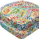 DYTXIII Outdoor Chair Cushions Set of 2, 19"x19"x2.5" Water Repellent & Fade Resistant Patio Dining Seat Cushions with Tie Straps, Indoor Outdoor Chair Pads for Patio Furniture -Paisley Multi