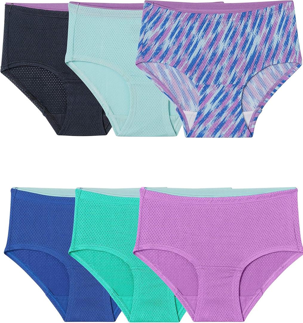 Fruit of the Loom Girls' Breathable Underwear (14, Brief - 6 Pack - Assorted Pack 1)