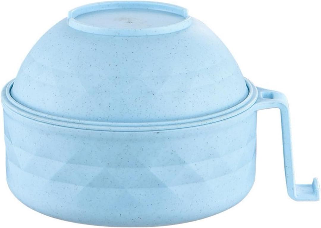 Microwave Ramen Bowl, Microwave Ramen Cooker, Mixing Salad Rice Pasta Fruit Instant Noodles Soup Food Kitchen Plastic Plates Bowls with Lid Set College Dorm Room Essentials