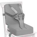 Booster Seat for Kitchen Chair, Toddler Harness Booster Seat Dining Table, Anti-Scratch Toddler Booster Seats for Table with Backrest and Safety Buckles, Portable Travel Booster Eating for Kids- Grey