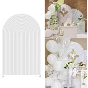 White Ripples Arch Backdrop Cover for Birthday Party Decorations Arched Fabric Covers for Bridal Shower Wedding Parties Cake Tablecloth Decors, 120x 220