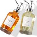 Molimoli Coffee Syrup Dispenser for Coffee Bar, Pump Dispenser, Glass Syrup Bottle w. Upgraded Pump, 16.9 oz 500 ml, Set of 2, Silver