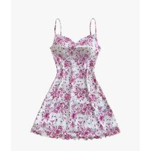 Floerns Women's Summer Spaghetti Strap Cowl Neck Satin Mini Tropical Dress Size US 9Y, EU 134