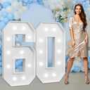 imprsv Marquee Numbers Large 60th-Birthday Decorations: 4ft Light Up Number Party Decor 60 Year Old Women and Men Birthday Decoration Backdrop Anniversary Cardboard Big Mosaic Balloon Frame Number 60