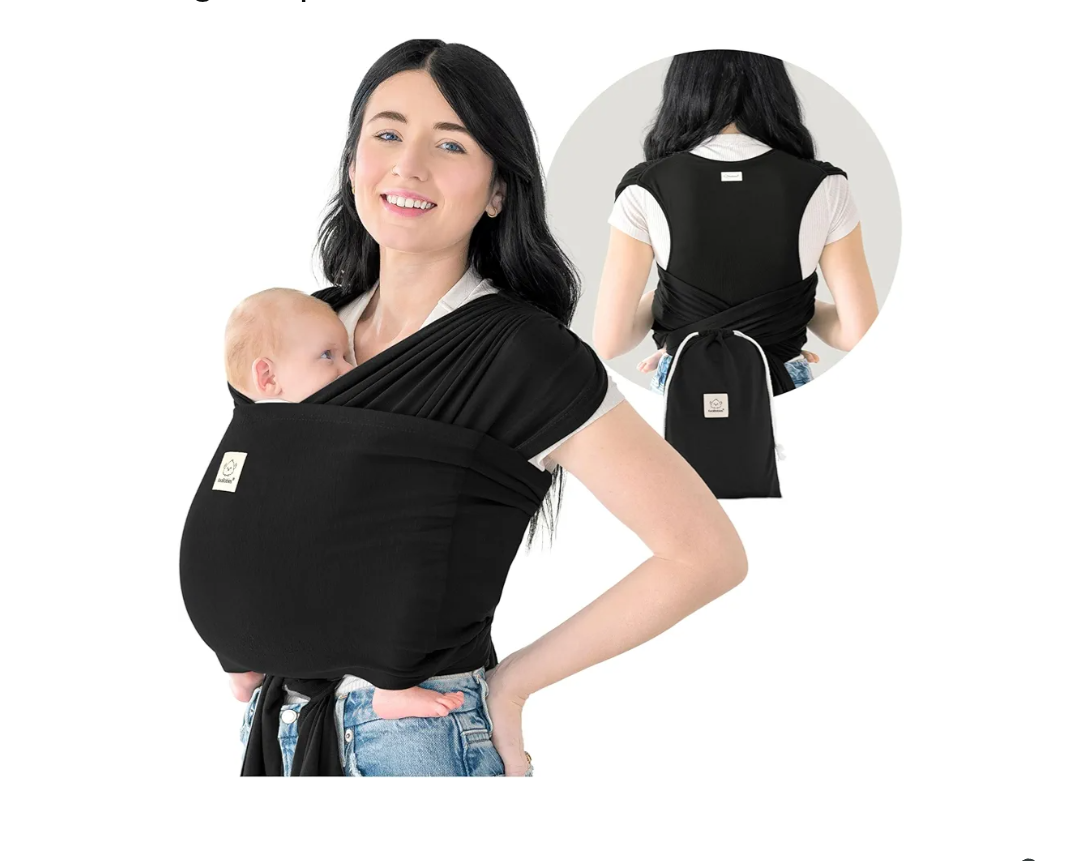 KeaBabies Baby Wrap Carrier Ring Sling - Easy to Wear, Adjustable D-Lite Baby Carrier Newborn to Toddler, Infant Carrying Shirt, Hands Free Bonding, Breathable Fabric Wearing Wrap (Trendy Black)