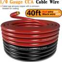 1/0 Gauge Battery Cable Wire Copper Clad Aluminum CCA Amp Wiring Kit 40FT Black/Red for Automotive Power Ground,Car Audio Speaker,Inverter Truck with 250A ANL Fuse Holder Lug Terminal Heat Shrink Tube