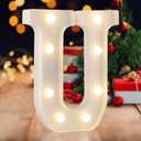 LED Marquee Letters, White 26 Alphabet Light Up Letters, Battery Powered LED Letter Lights for Birthday Party, Christmas Night, Home, Bar, Graduation, Wedding Decoration(U)